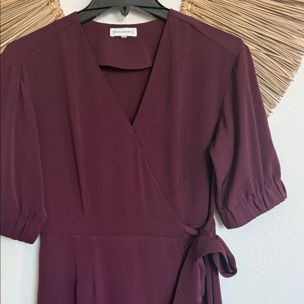 Warehouse Deep Purple Wrap Midi Dress - Picture 10 of 16